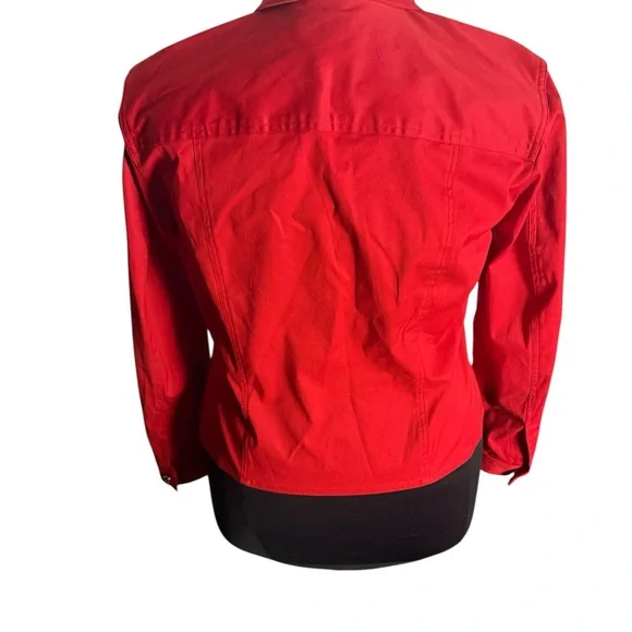Jones New York Barbie core Red Lightweight Jacket Cotton blend Classic Collar - Picture 2 of 10